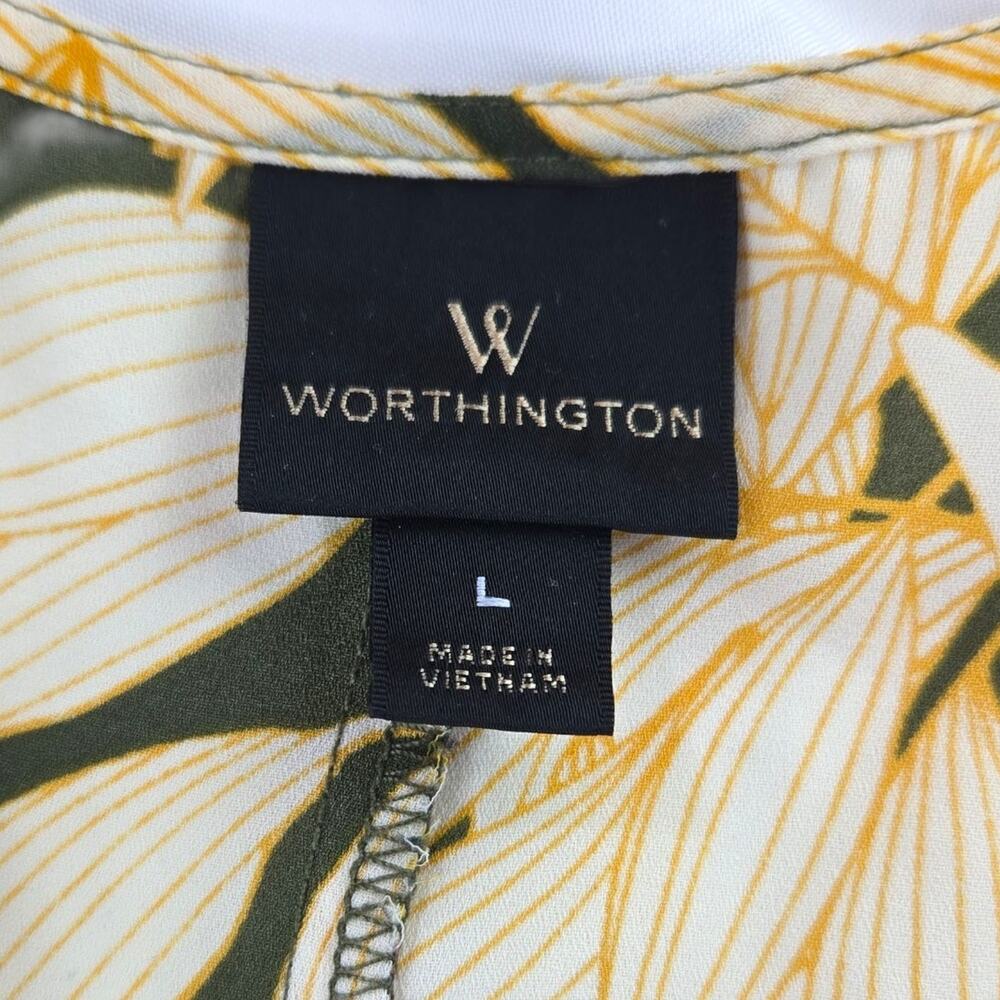 Worthington | Short Sleeve Botanical Themed Blouse | Size Large - Picture 4 of 5
